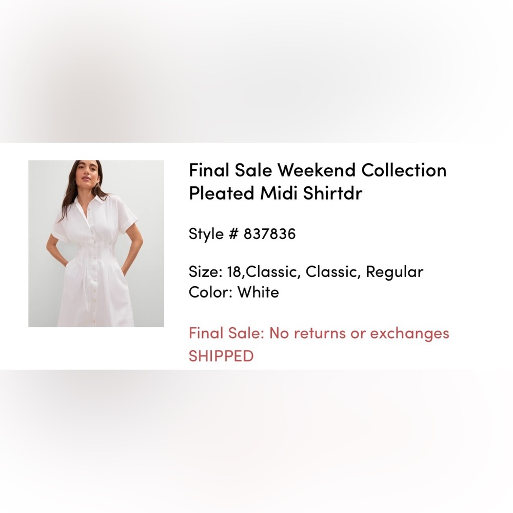 Ann Taylor White Midi Shirt Dress